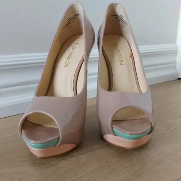 Women's shoes pumps heels peep-toe taupe nude size 6 - Picture 2 of 9